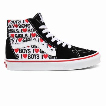 Női Vans I Heart Sk8-Hi Magasszárú Cipő VA3086527 Fekete/Fehér